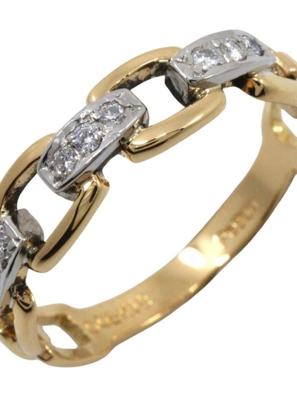 Ring K18 yellow gold/Pt900Platinum/diamond #6.0(US Size) 2.7g Women